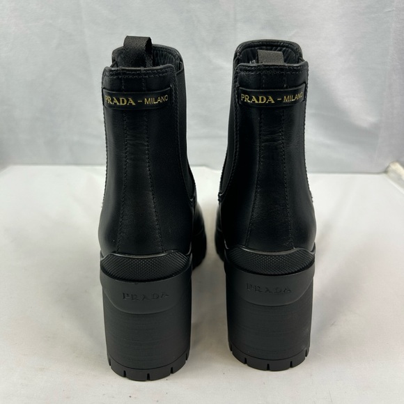 PRADA 
Vitello Montana Lug Sole Chelsea 55mm Boots - Picture 6 of 13